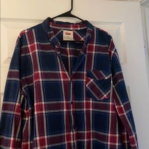 Levi’s long sleeve plaid shirt blue red worn 1
